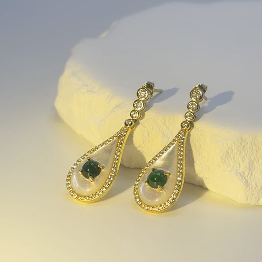 01 PROSPERITY - Aqua Green Jade Earrings