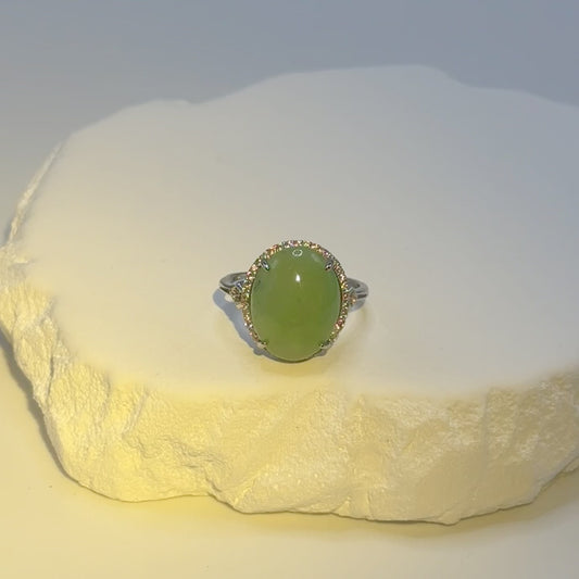 01 PROSPERITY - Oval Green Jade Ring V