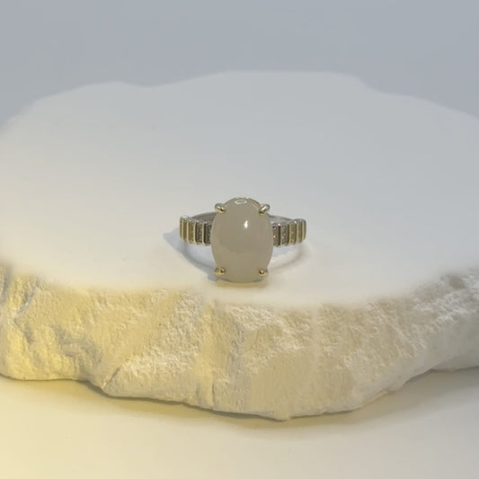 02 PURITY - Oval White Jade Ring I