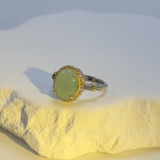 01 PROSPERITY - Oval Green Jade Ring I