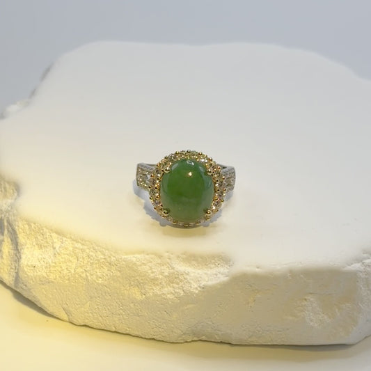 01 PROSPERITY - Oval Green Jade Ring III